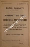 Working Time Table of Conditional Train Services - Section YH - King's Cross and Ayton/Cambridge, Lincolnshire, Humberside, Tees, Tyne; Carlisle, Darlington, Northallerton, Consett and branches, 3 May to 3 October 1976 by British Railways Eastern Region